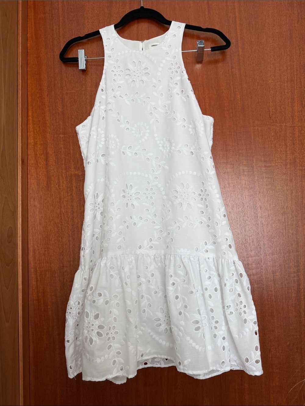 Amanda Uprichard White Eyelet Halter Mini Dress
